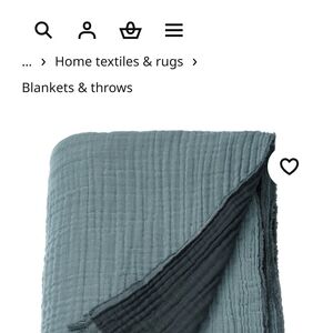 Five IKEA Cotton Teal Throw Blankets.  List Price For All Five.